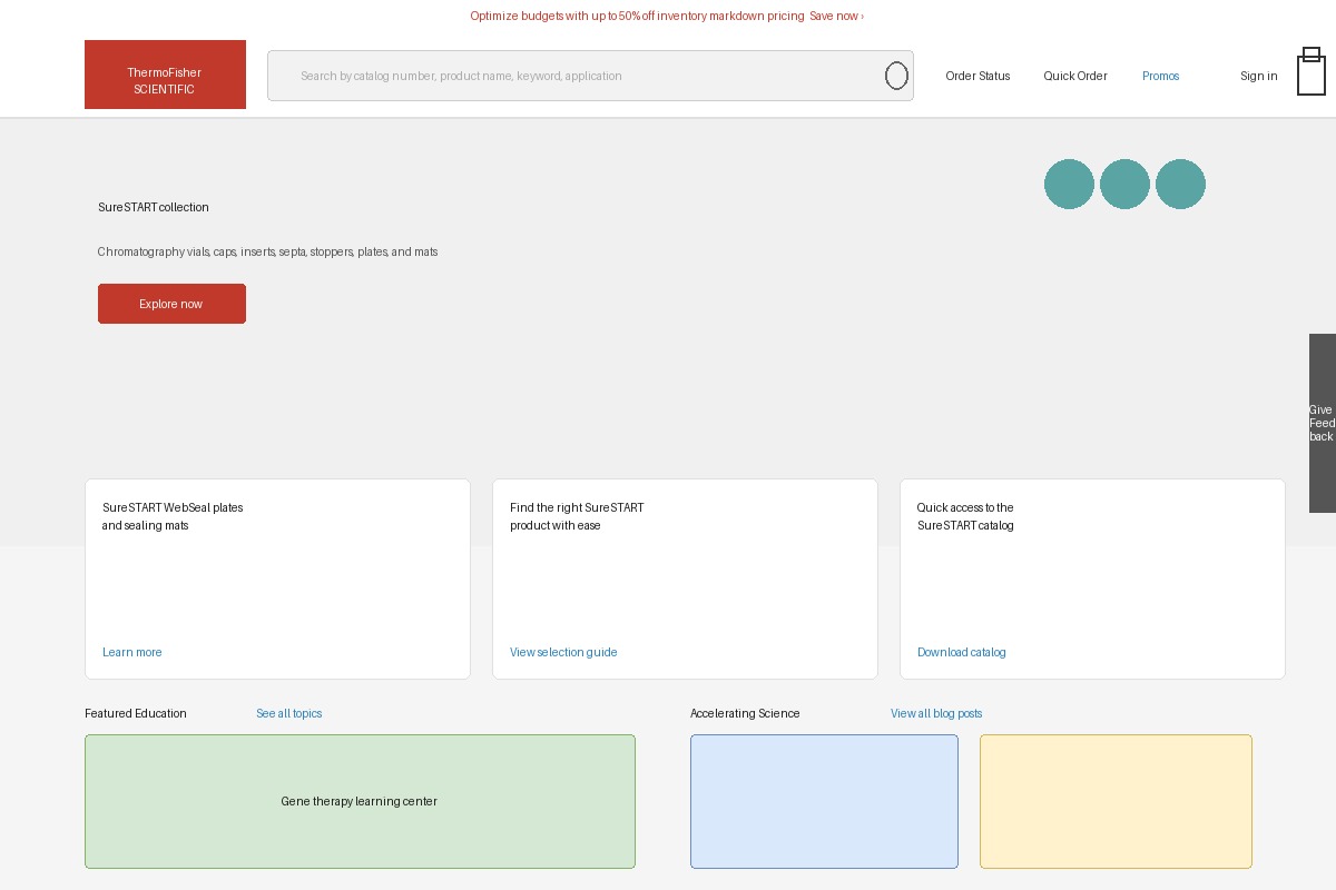 ThermoFisher Scientific homepage